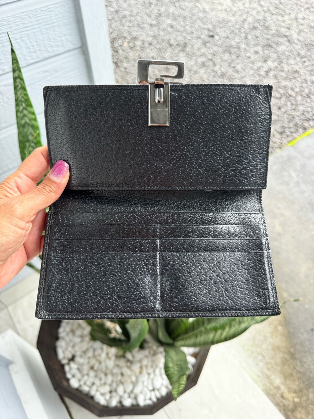 Gucci Vintage Black Leather G Logo Continental Wallet Made in Italy - Picture 10 of 12